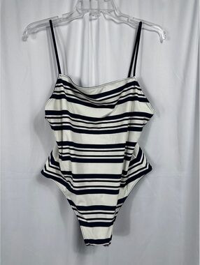 Solid & Striped The Renna Noir Stripe One Piece Swimsuit Size XL
